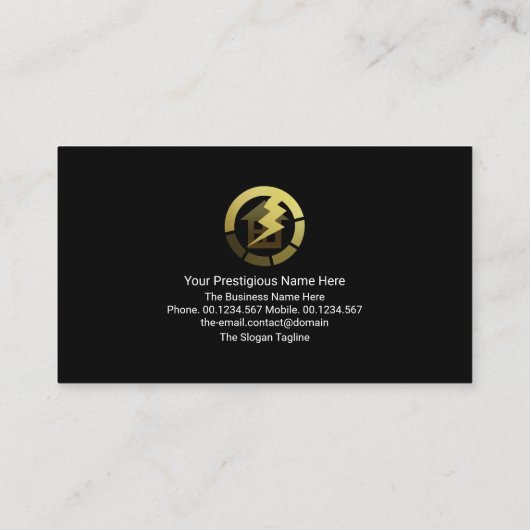 Gold Electrician Signage Blue Electrical Charge Visitenkarte (Rückseite)