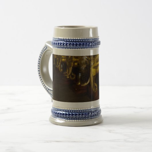 Gold Elefanten Grau / Blau 22 oz Stein Bierglas (Vorderseite Links)