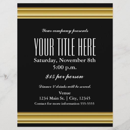 Gold Elegance Glamour Event Flyer Poster (Vorne)
