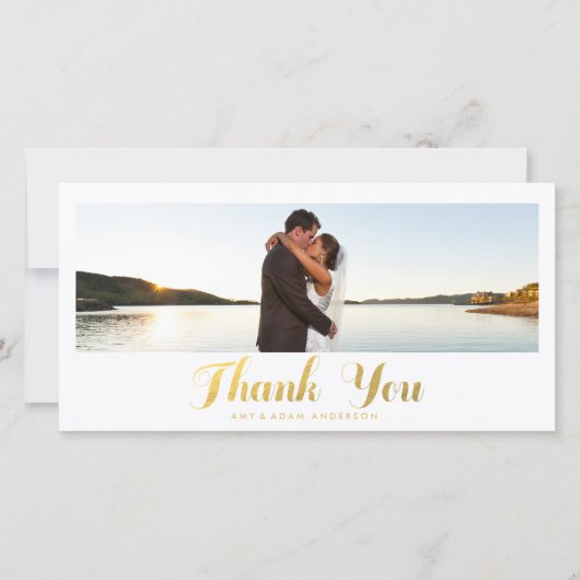 Gold Elegance | Hochzeitsdanken - Fotokarte Dankeskarte (Vorderseite)