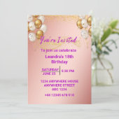 Gold Elegant Birthday Einladung (personalisieren) (Stehend Vorderseite)