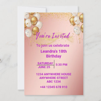 Gold Elegant Birthday Einladung (personalisieren)