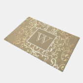 Gold Elegant Blüh Monogram Doormat Fußmatte (Schrägansicht)