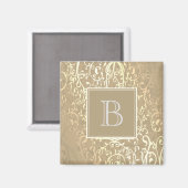 Gold Elegant Blüh Monogram Magnet (Vorderseite/Rückseite)