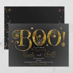 Gold Elegant BOO Magisches Halloween Verlobung  Einladung