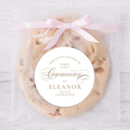 Gold Elegant Calligraphie Erste Kommune Vielen Dan Runder Aufkleber