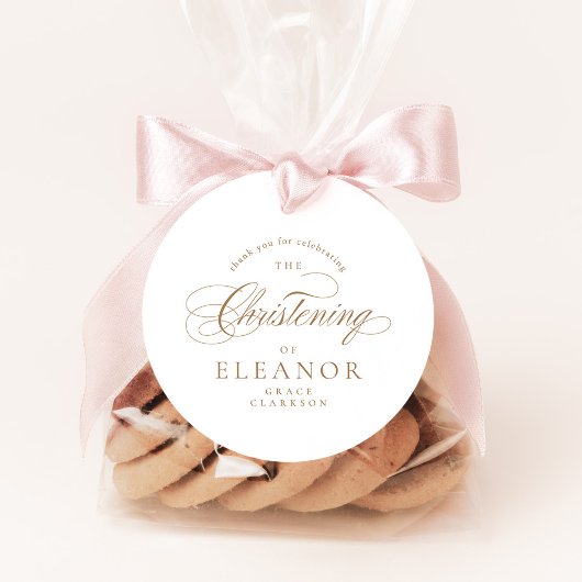 Gold Elegant Calligraphy Christening Vielen Dank Geschenkanhänger