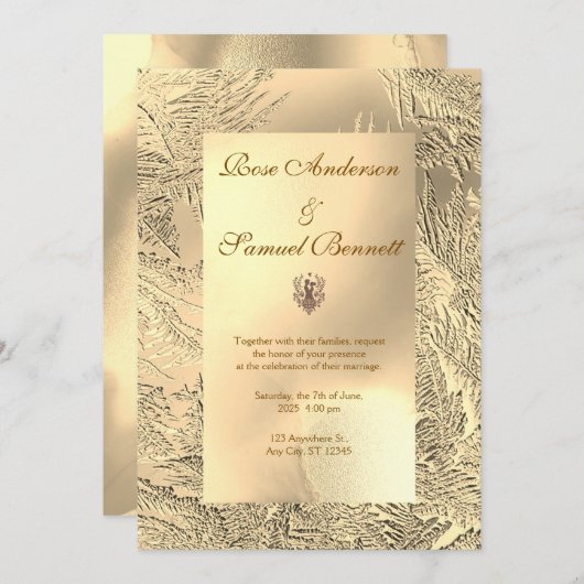 Gold Elegant Chic Wedding Invitation Einladung (Vorne/Hinten)
