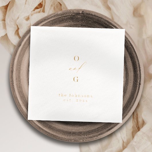 Gold elegant couple monogram minimalist wedding servietten mit folie