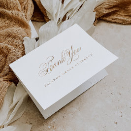 Gold Elegant Cross Script Kalligraphie Taufe Dankeskarte