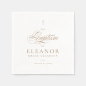 Gold Elegant Cross Script Kalligraphie Taufe Serviette (Vorderseite)