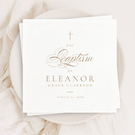 Gold Elegant Cross Script Kalligraphie Taufe Serviette