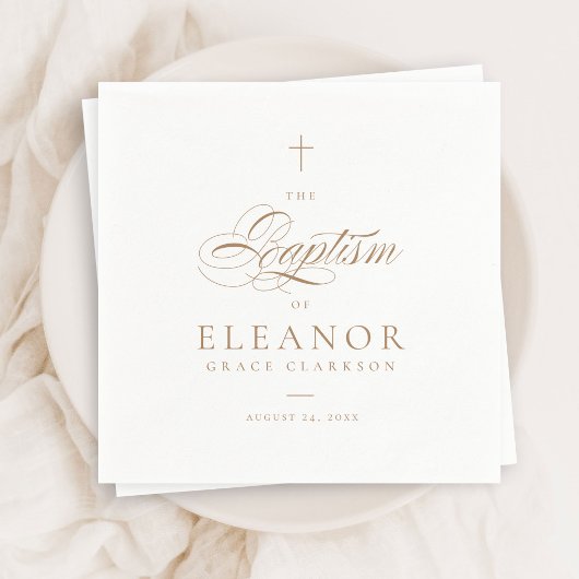 Gold Elegant Cross Script Kalligraphie Taufe Serviette
