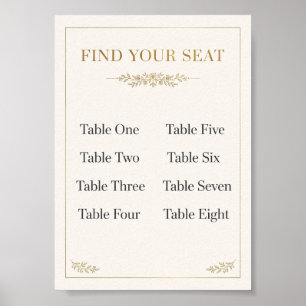 Gold Elegant Find Your Seat Hochzeits-Sitzplan Poster