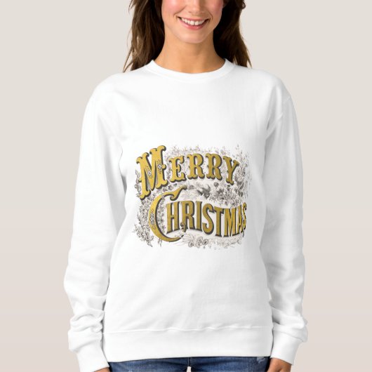 Gold Elegant Frohe Weihnachten Rustikale Vintag Sweatshirt (Vorderseite)