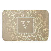 Gold Elegant Geblüht Monogram Bath Mat Badematte (Vorderseite)