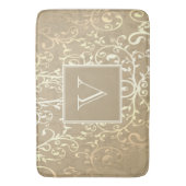 Gold Elegant Geblüht Monogram Bath Mat Badematte (Vorderseite Vertikal)