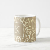 Gold Elegant Geblüht Monogram-Tasse Kaffeetasse (VorderseiteRechts)