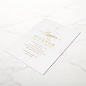 Gold Elegant Gold Cross Kalligraphie Taufe Folieneinladung (Gedreht)