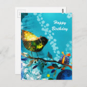 Gold Elegant Happy Songbird wünscht Wasserfarbe Postkarte (Vorne/Hinten)