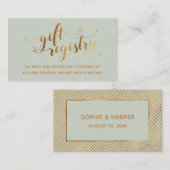 Gold Elegant Hörskript, Sage Gift Registry Begleitkarte (Vorne/Hinten)