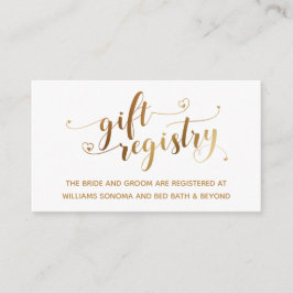 Gold Elegant Hörskript, White Gift Registry Begleitkarte