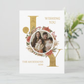 Gold Elegant Joy Foto Weihnachten (Stehend Vorderseite)