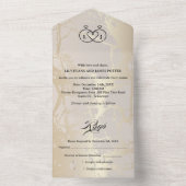 Gold Elegant Luxury Marble Abstract Wedding All In One Einladung (Innen Boden)