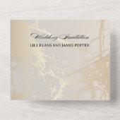 Gold Elegant Luxury Marble Abstract Wedding All In One Einladung (Rückseite)