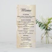 Gold Elegant Luxury Marble Abstract Wedding Menu Menükarte (Stehend Vorderseite)