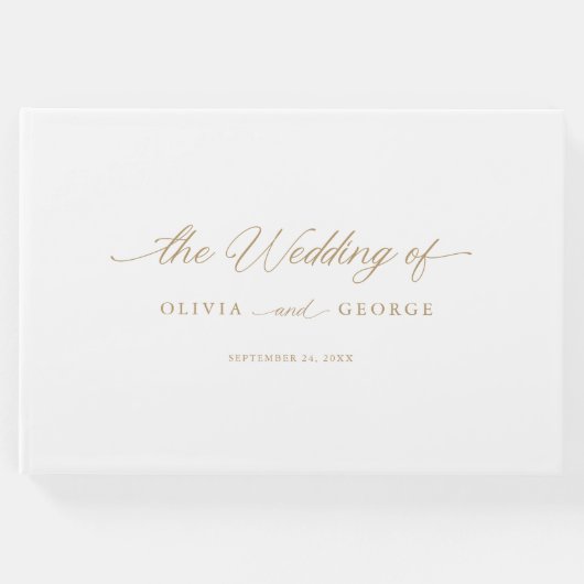 Gold Elegant Moderne Skriptkalligraphie Gästebuch (Vorderseite)