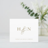 Gold Elegant Monogram Wedding Dankeschön Card (Stehend Vorderseite)