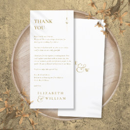 Gold Elegant Monogram Wedding Dankeschön Platzkart Menükarte