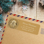 Gold Elegant Religious Merry Christmas Nativity<br><div class="desc">Frohe Weihnachts-Rücksendeadresse Label illustriert mit einem Gold Elegant Religious Painting von Cornelis Ploos van Amstel (1796), die die Krippe mit der gesegneten Jungfrau Mary und dem Säugling Jesus Christus im Bethlehem-Manager darstellt. Große Vintage religiöse christliche katholische Rücksendeadressen-Aufkleber für Ihre Weihnachtskarten und Einladungen Umhänge. Sie können den Text mit Ihrer Adresse...</div>