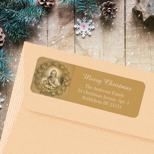 Gold Elegant Religious Merry Christmas Nativity