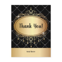Gold, elegant, schwarz, Glitzer, danke Karte
