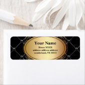 Gold, elegant, schwarz, Rücksendeadressen-Aufklebe (Insitu)