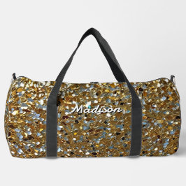 Gold Elegant Simulated Shimmering Particles Effect Duffle Bag