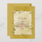 Gold Elegant Sparkly Frame Save the Date Postkarte (Vorne/Hinten)