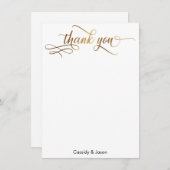 Gold Elegant Vielen Dank Kalligraphie über White Dankeskarte (Vorne/Hinten)