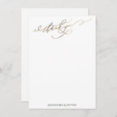 Gold Elegant Vielen Dank Kalligraphie über White Dankeskarte (Vorne/Hinten)