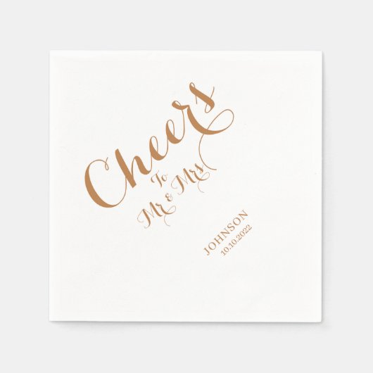 Gold elegante Beifall zu mr & mrs Name Datum Hochz Serviette (Vorderseite)