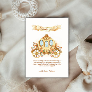 Gold Elegante Blumen Prinz Kutsche Baby Shower  Dankeskarte