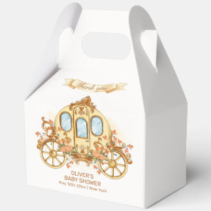 Gold Elegante Blumen Prinz Kutsche Baby Shower Geschenkschachtel