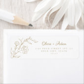 Gold Elegante Boho Floral Wedding Rücksendeadresse (Insitu)