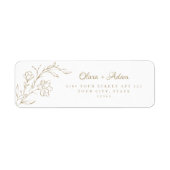 Gold Elegante Boho Floral Wedding Rücksendeadresse (Vorne)