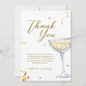 Gold Elegante Brunch Bubbly Champagne Baby Dusche Dankeskarte (Vorderseite)