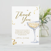 Gold Elegante Brunch Bubbly Champagne Baby Dusche Dankeskarte (Stehend Vorderseite)