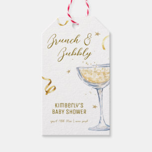 Gold Elegante Brunch Bubbly Champagne Baby Dusche Geschenkanhänger