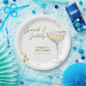 Gold Elegante Brunch Bubbly Champagne Baby Dusche Pappteller (Party)